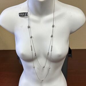 GUESS Silver Multi-Strand Delicate Bead Necklace